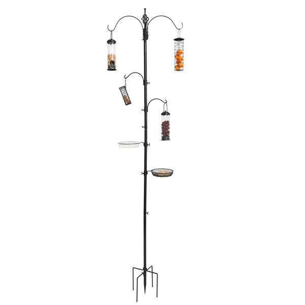 Luxury Garden Party 50*50*228cm Iron With Six Hooks, With Bird Feeder Black Courtyard Bird Feeder