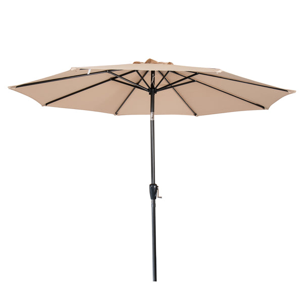 Luxury Garden Party 2.7M Garden Parasol Patio Umbrella with 8 Sturdy Ribs, Outdoor Sunshade Canopy with Crank and Tilt Mechanism UV Protection for Deck, Patio and Balcony