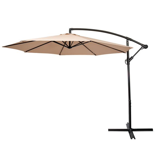 Luxury Garden Party 3M Garden Parasol, Patio Umbrella with 8 Sturdy Ribs, Outdoor Sunshade Canopy with Crank and Tilt Mechanism UV Protection Patio and Balcony Beige