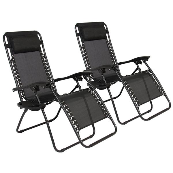 Luxury Garden Party 2pcs Plum Blossom Lock Portable Folding Chairs with Saucer Black