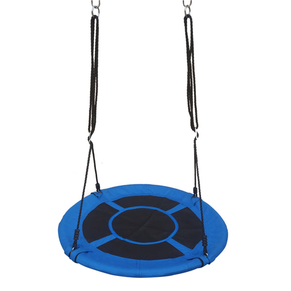 Luxury Garden Party 40" Kids Outdoor Round Net Hanging Rope Nest Tree Swing Children Patio Toys Blue