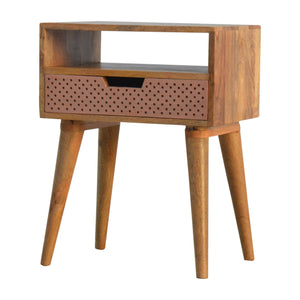 Perforated Copper Bedside with Open Slot