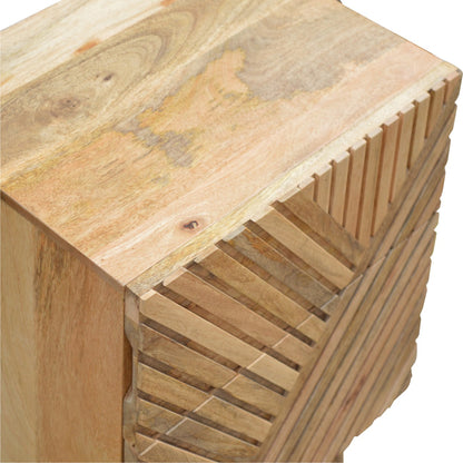 Line Carving Bedside with 2 Drawers