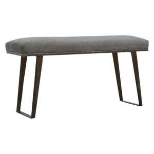 Grey Velvet Industrial Style Bench