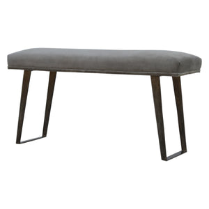 Grey Velvet Industrial Style Bench