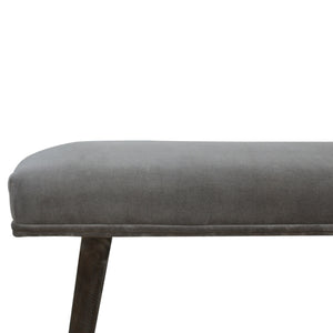 Grey Velvet Industrial Style Bench