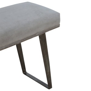 Grey Velvet Industrial Style Bench