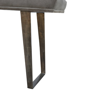 Grey Velvet Industrial Style Bench