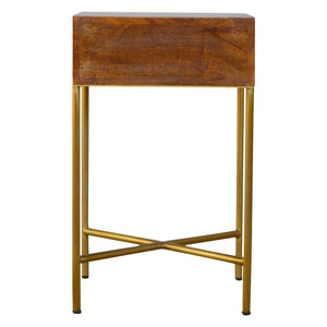 Chestnut End Table with Gold Base