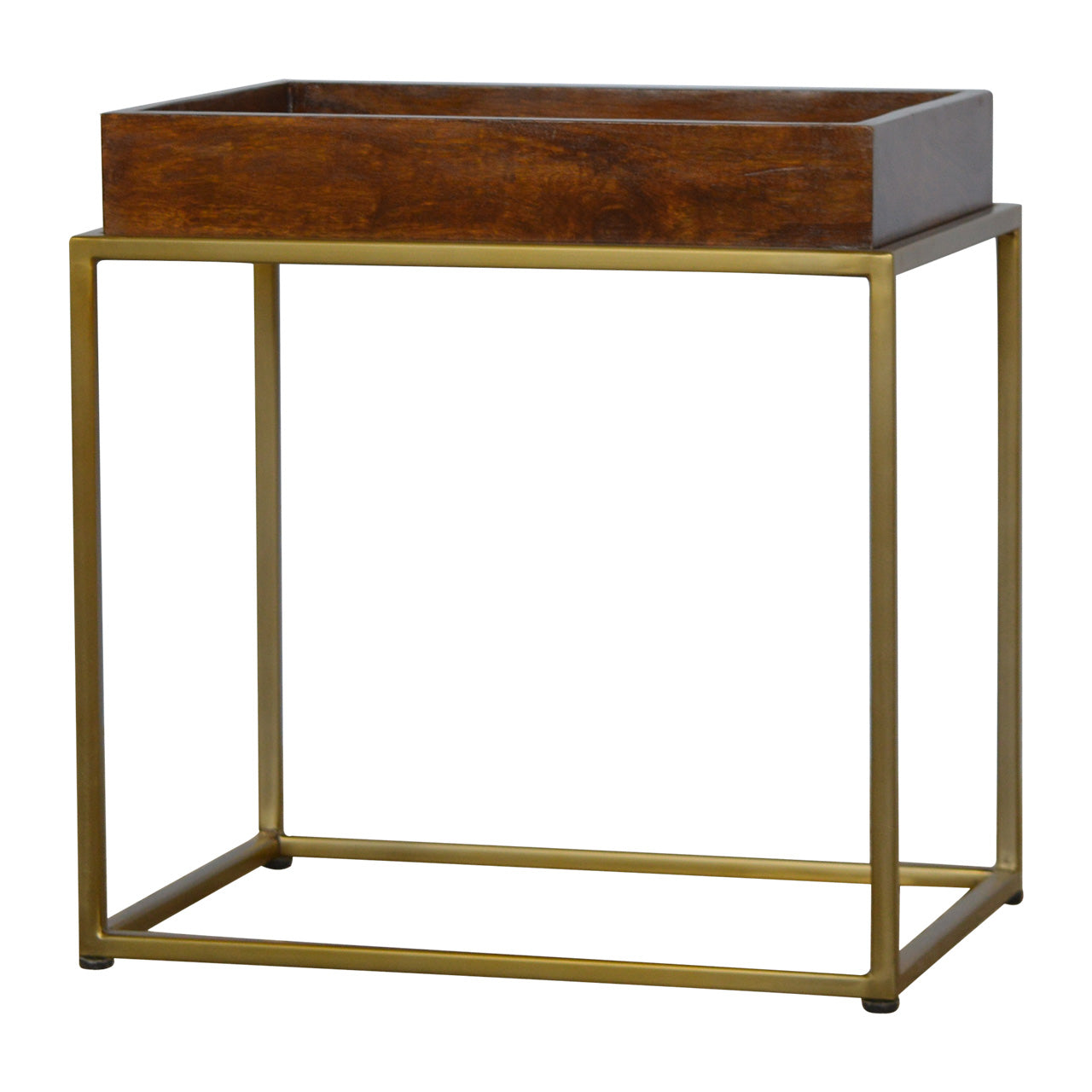 Chestnut Butler Tray Table with Gold Base