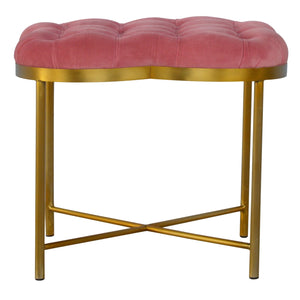 Clover Pink Velvet Footstool