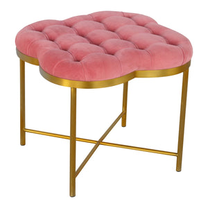 Clover Pink Velvet Footstool