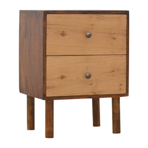2 Drawer Bedside Cabinet with Oak Wood Drawer Fronts - ON BACK ORDER !
