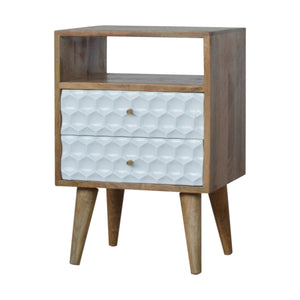 Honeycomb Carved Bedside with Open Slot