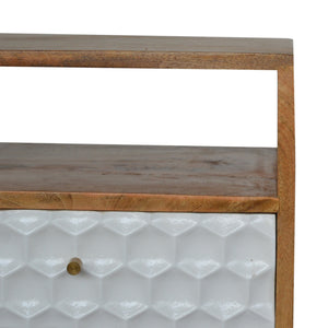 Honeycomb Carved Bedside with Open Slot